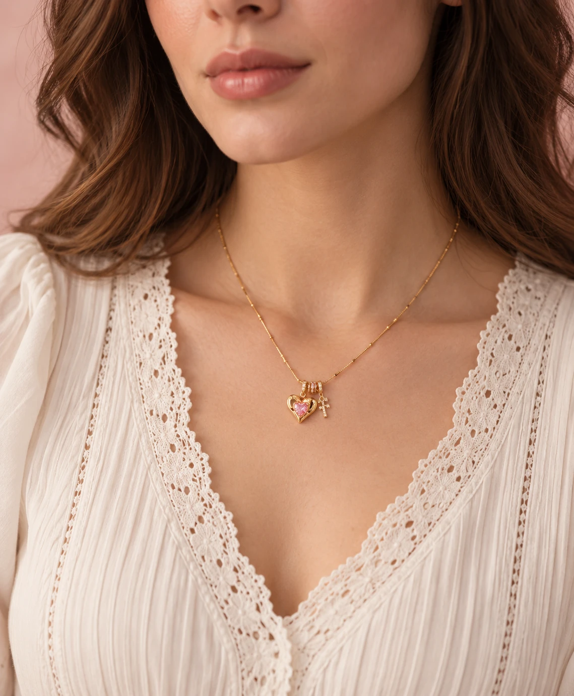 Editorial concept heart necklace styling