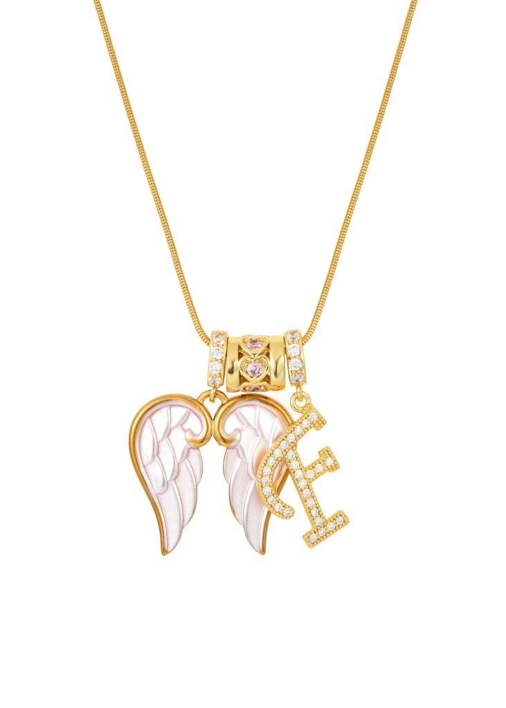 Angel Wing Alphabet Golden Necklace product photo