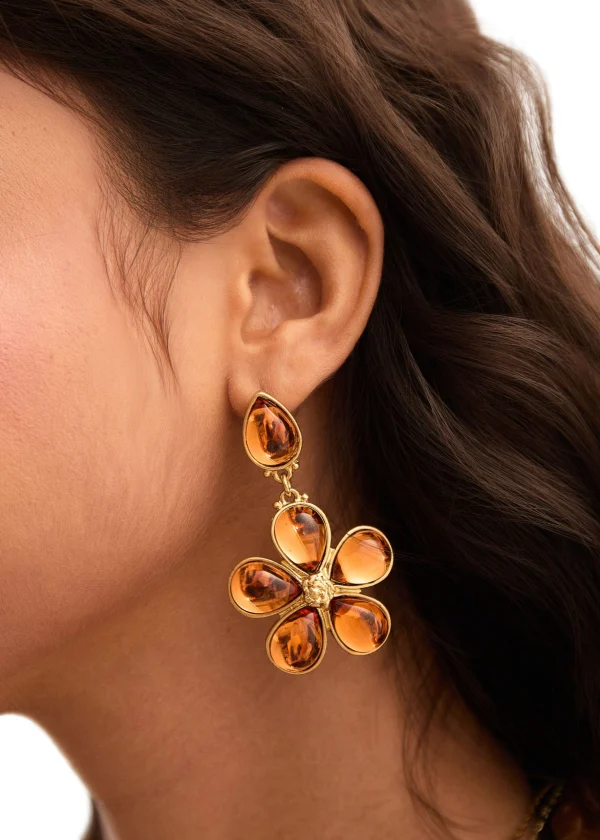 Orange Flower Vintage – Blumenohrringe in Orange – weitere Ansicht