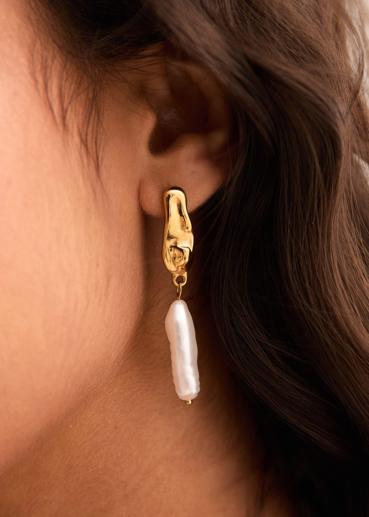 Betty Pearl Golden Earrings — alternate view