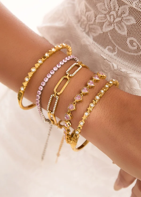 Abel Pink – Armband I in Goldoptik mit Zirkonia-Akzenten – weitere Ansicht