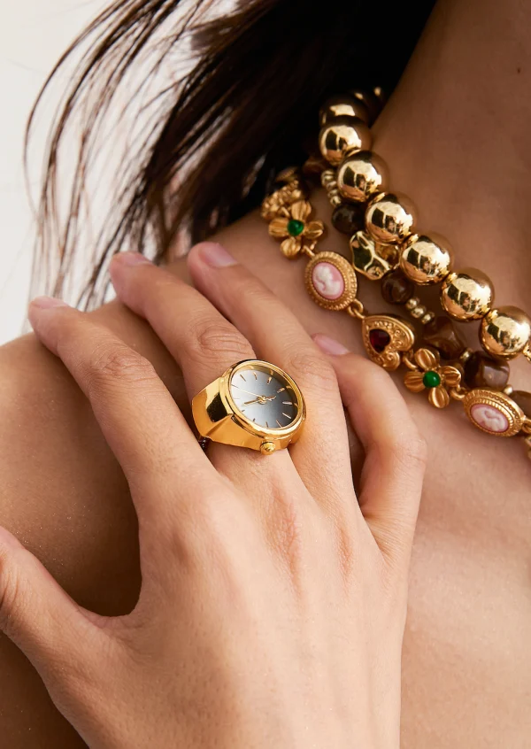 Midnight O'clock – verstellbarer Ring mit Uhrmotiv – weitere Ansicht