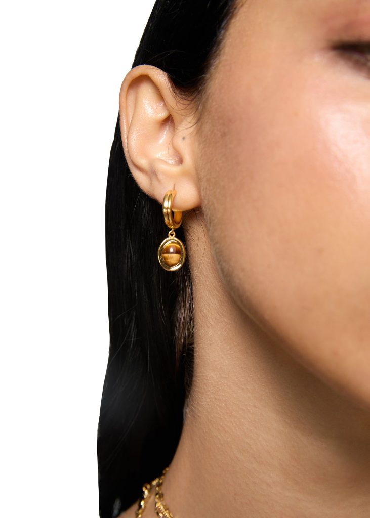Weiteres Produktfoto 2: Anika Tiger's Eye – Ohrringe mit Tigerauge