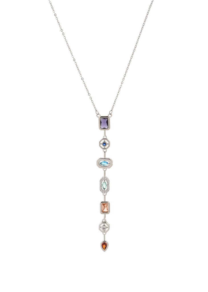 Marly Colorful Silver Lariat Necklace