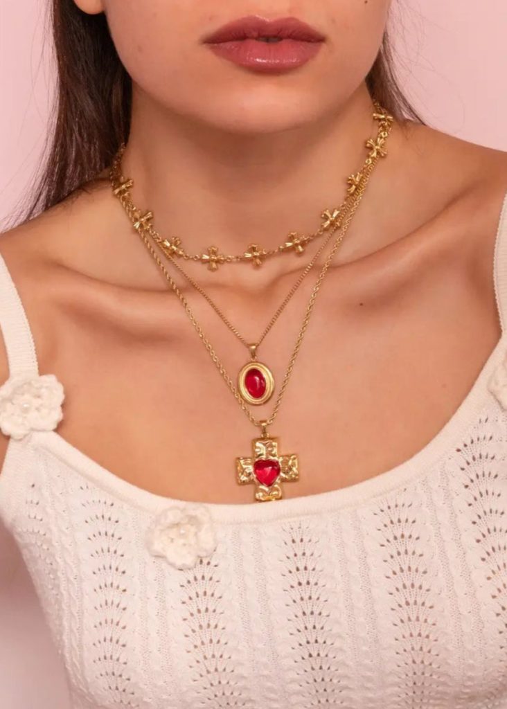 Bryce Red Heart Love Cross Necklace — alternate view