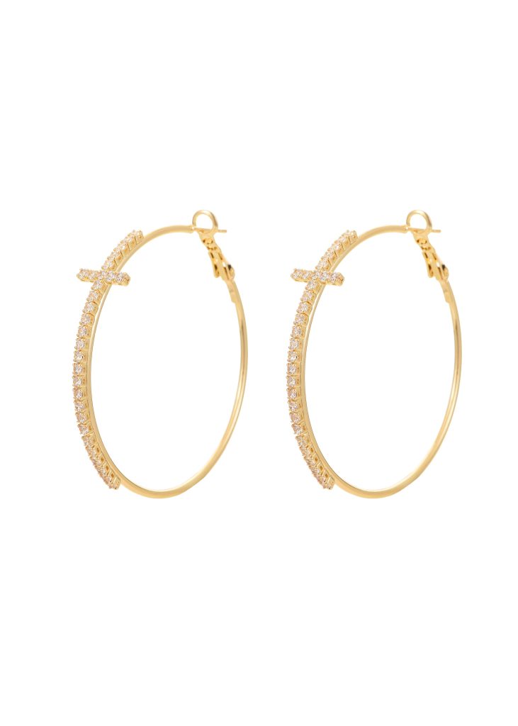 Cross Hoop Earring