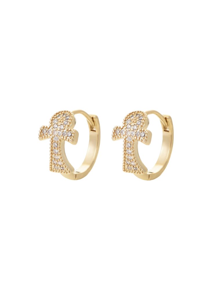 Glittering Ankh Hoop Earrings