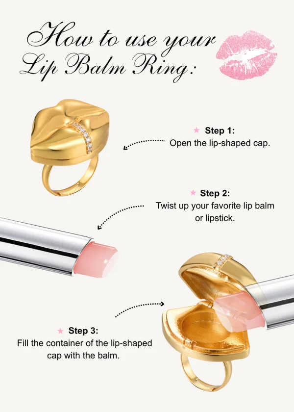 Bisou Collection – Bisou Lippenstift-Ring in Goldoptik – weitere Ansicht
