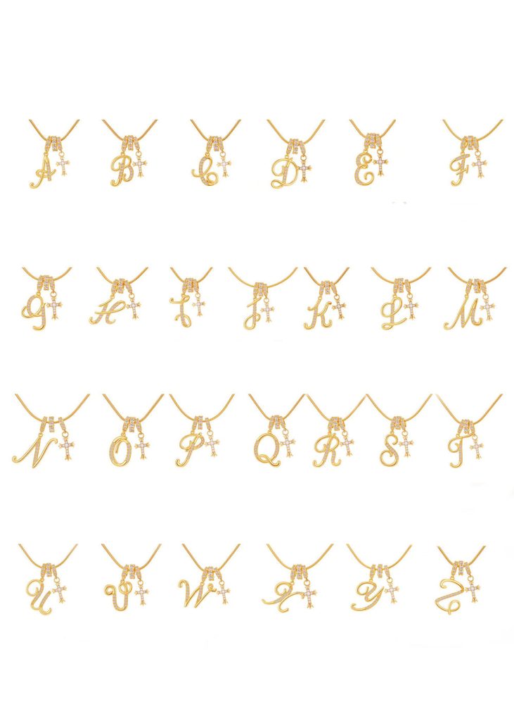Cross Alphabets Golden Necklace — alternate view