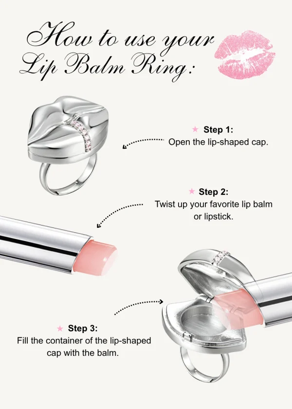 Bisou Collection – Bisou Lippenstift-Ring in Silberoptik – weitere Ansicht