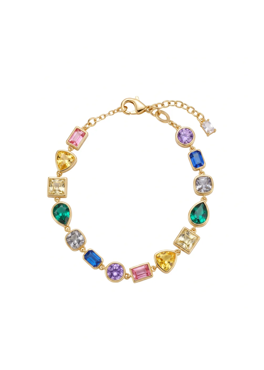Rania Colorful Crystals Golden Bracelet product photo
