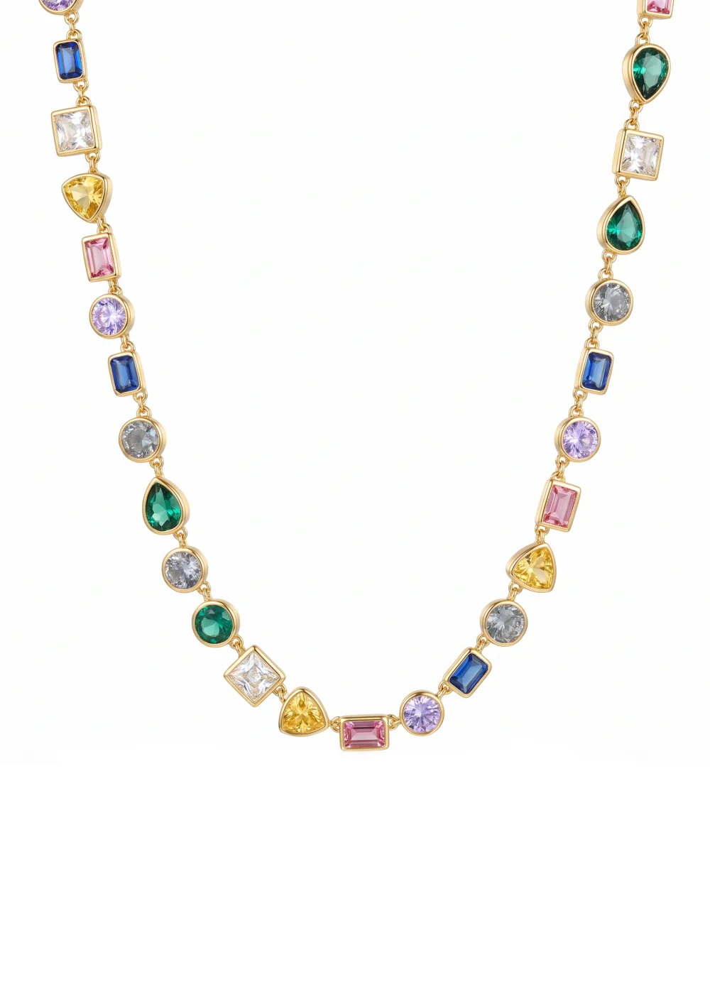Rania Colorful Crystals Golden Necklace product photo