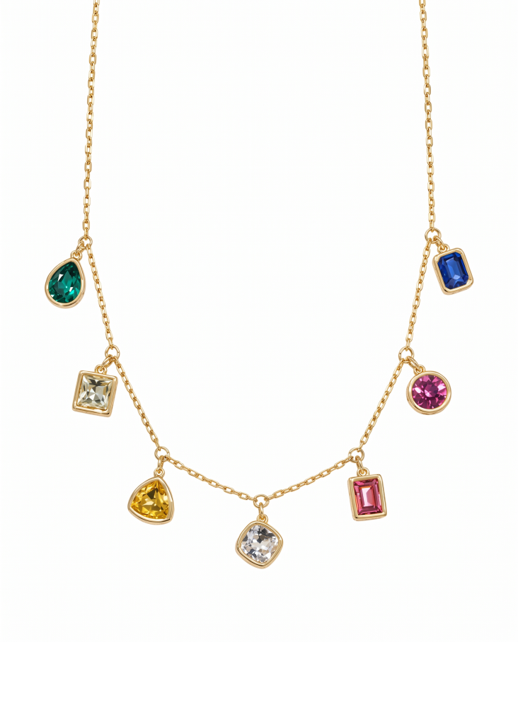 Dalia Colorful Crystals Golden Necklace