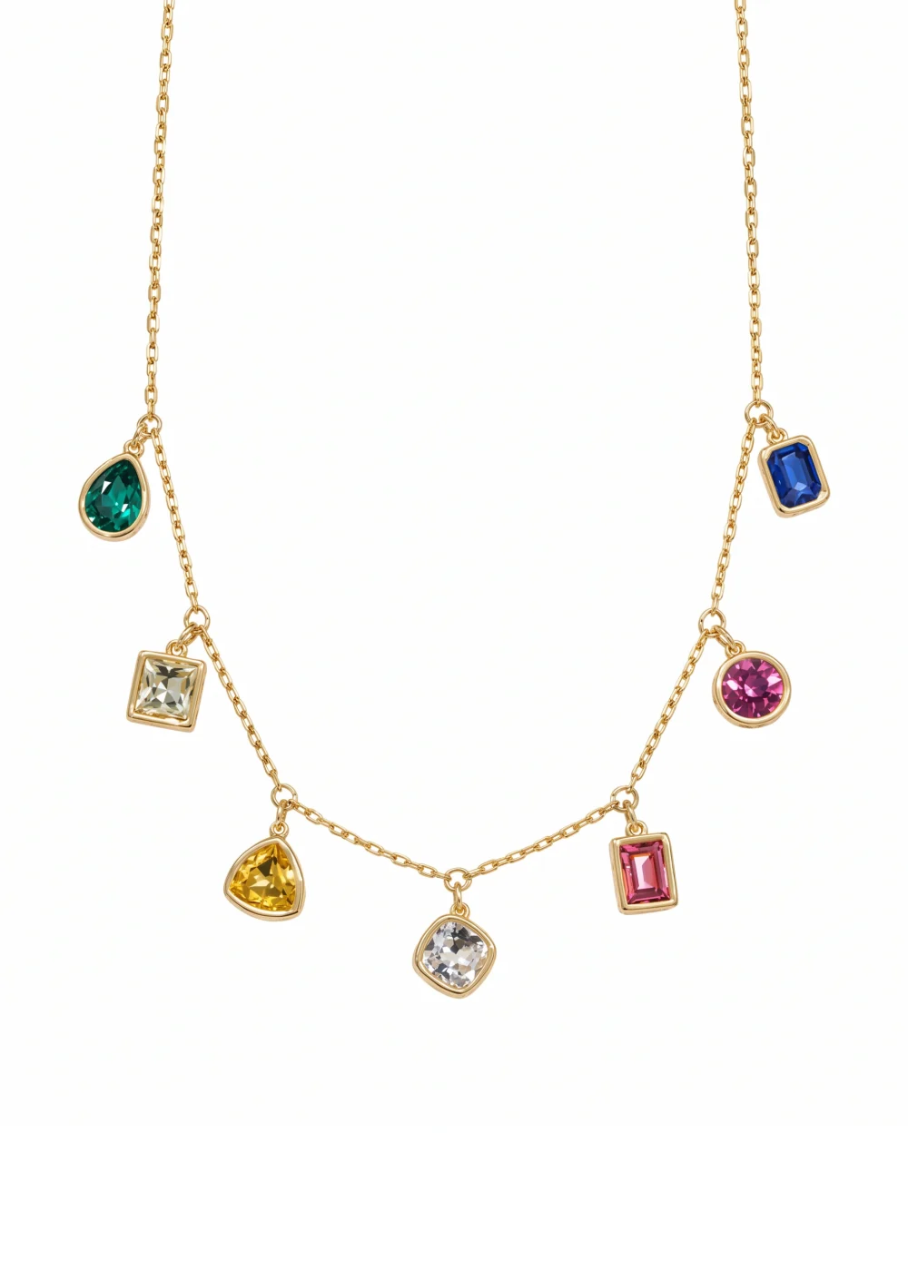 Dalia Colorful Crystals Golden Necklace product photo