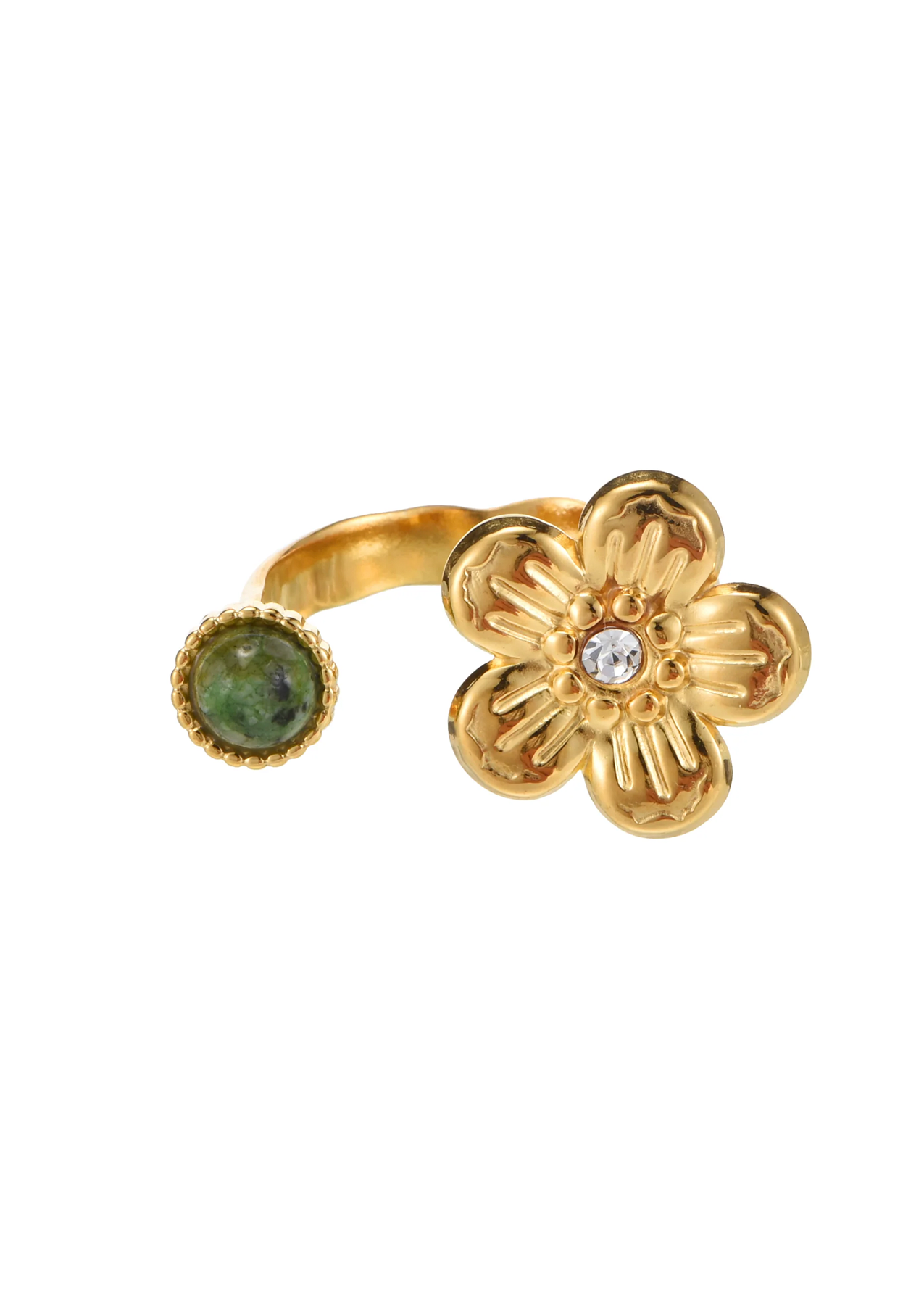 Todd Sakura Green Natural Stone Golden Ring product photo