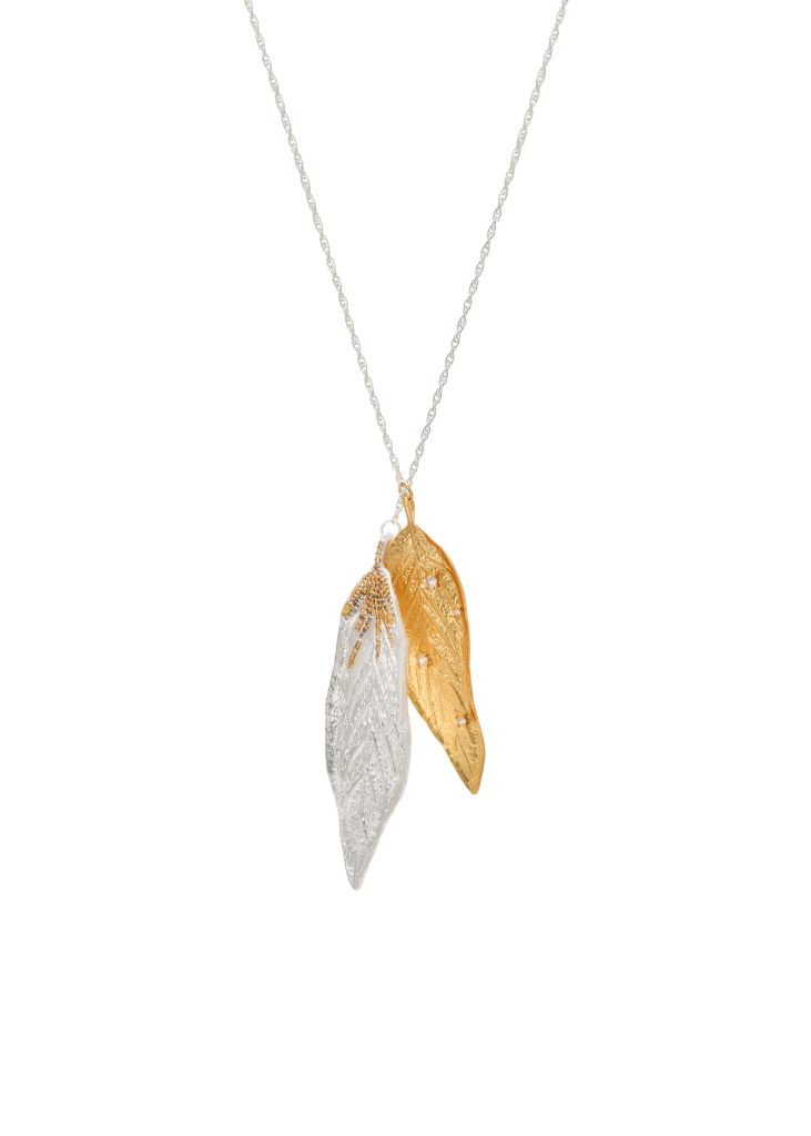 Feuille d'Ete Golden Silver Long Chain Necklace product photo