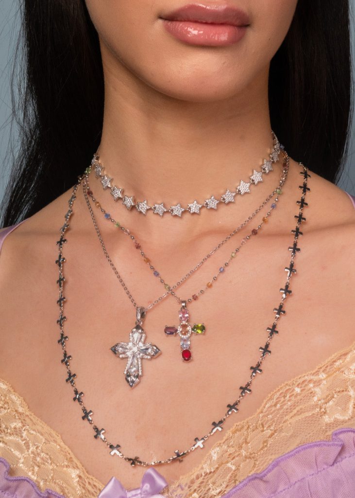 Pauline Cross Silver Long Necklace — alternate view