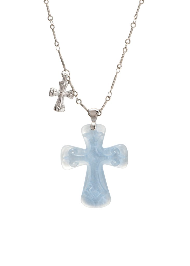 Ocean Blue Cross Silver Necklace product photo
