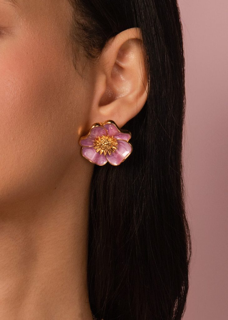 Cherry Bloom Purple Vintage – Vintage-Ohrringe mit Fruchtmotiven in Violett – weitere Ansicht