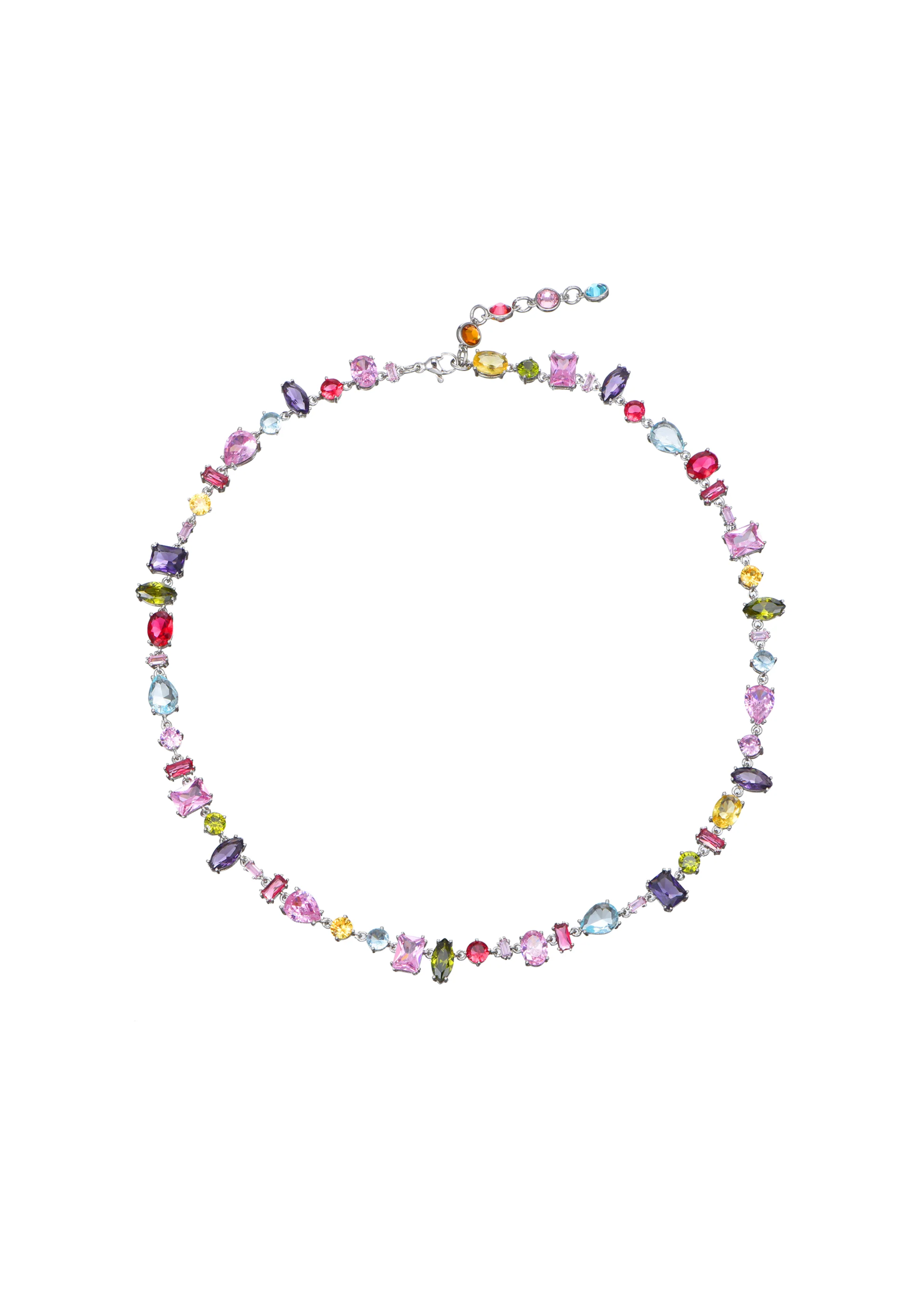 Kylie Colorful Crystals Silver Necklace product photo