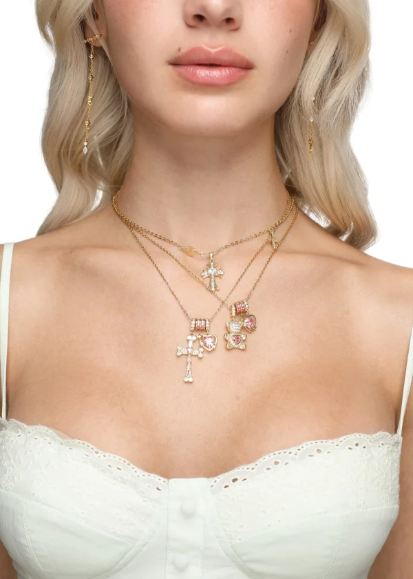 Gina Trio Cross Necklace - Golden — alternate view