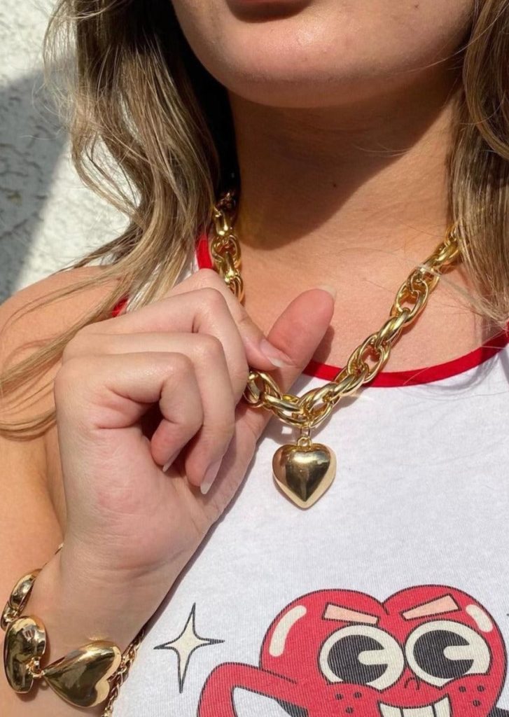 Chloe in Love Golden Heart Necklace — alternate view