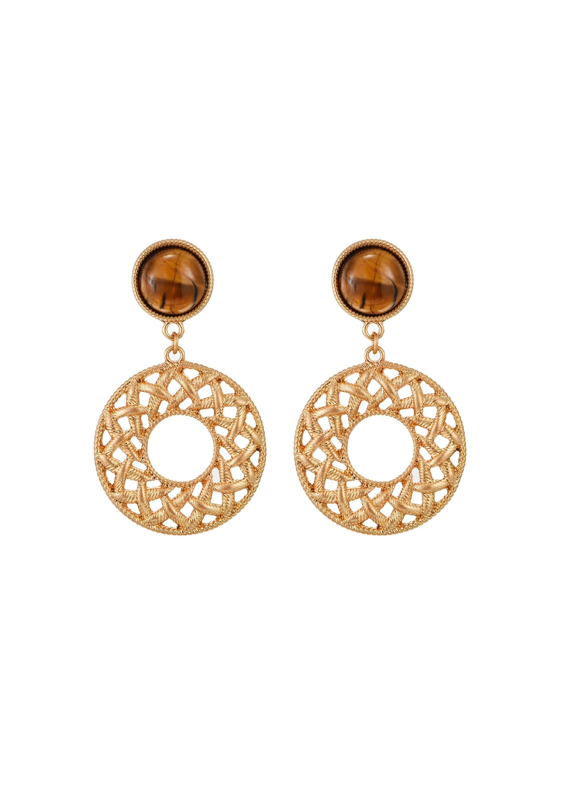 Antoinette Tiger's Eye Vintage Earrings product photo