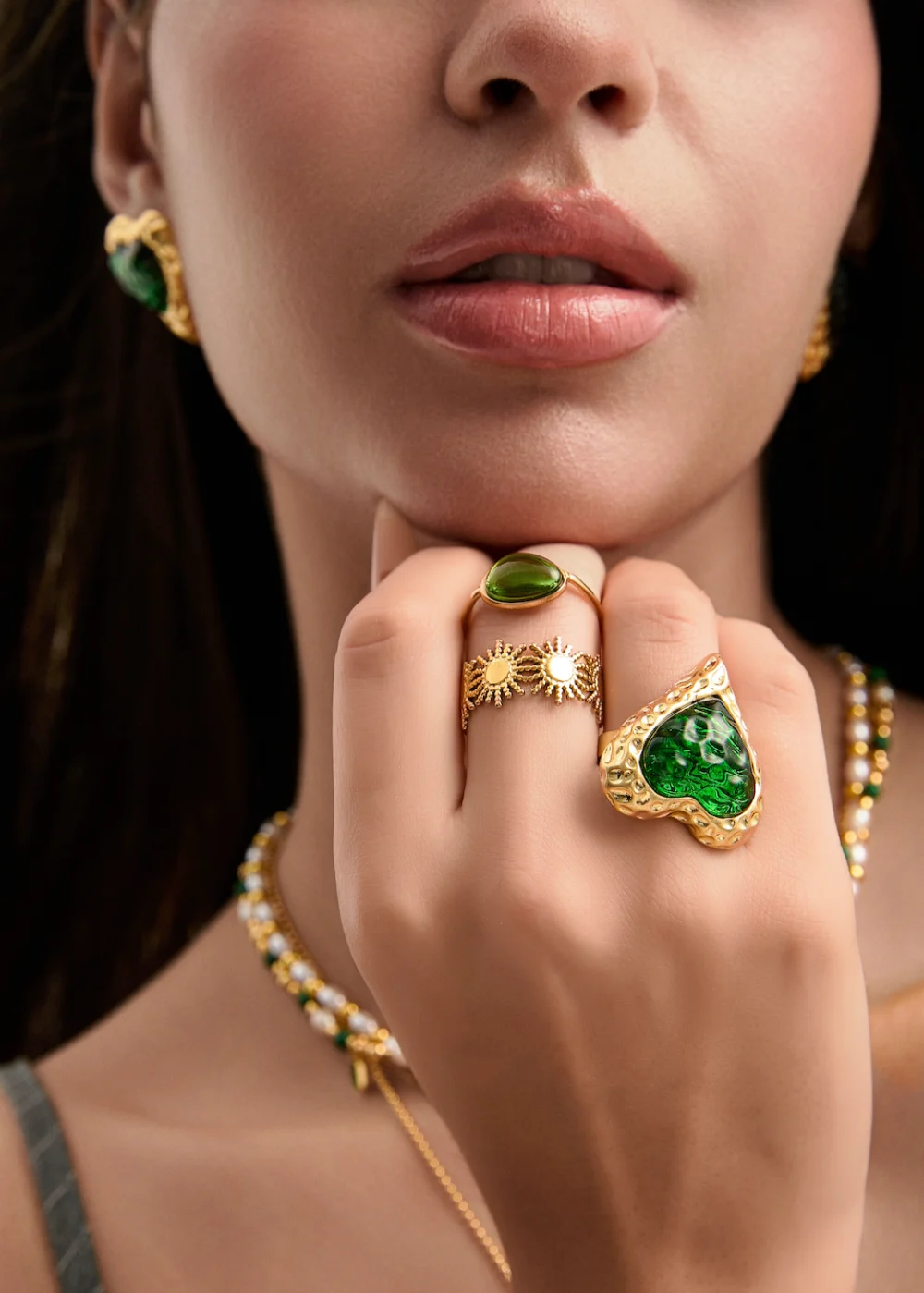 Weiteres Produktfoto 2: Kaya – Ring mit grüner Farbgebung