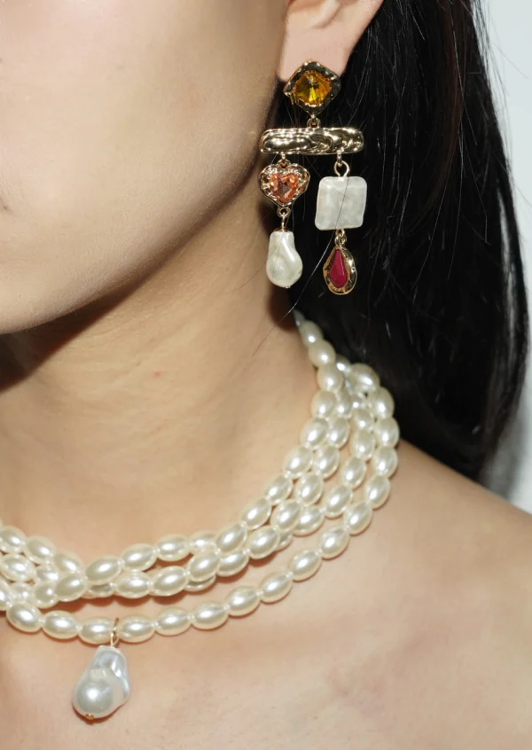 Midnight in Seville Artsy Pearl Earrings — alternate view