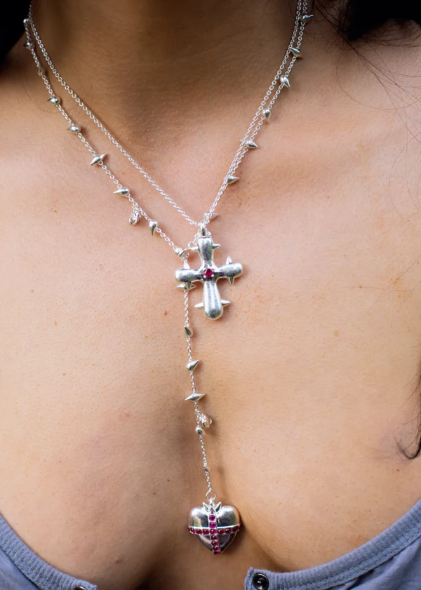Blissful Seraphim - Gentle Heart Necklace in Silver — alternate view