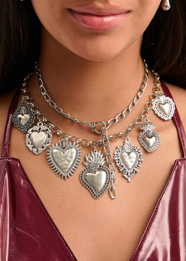 Sacre Coeur Ardent Heart Silver Necklace — alternate view