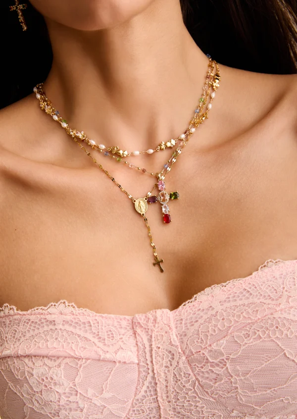 Geraldine & Laurent – Schmuckset mit Kreuzmotiv und Perlenoptik – weitere Ansicht