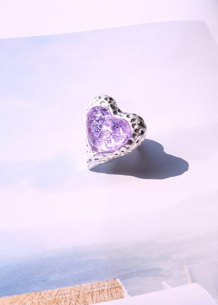 Weiteres Produktfoto 2: Adam Love In All Shape – Ring mit rosa Herzmotiv in Silberoptik