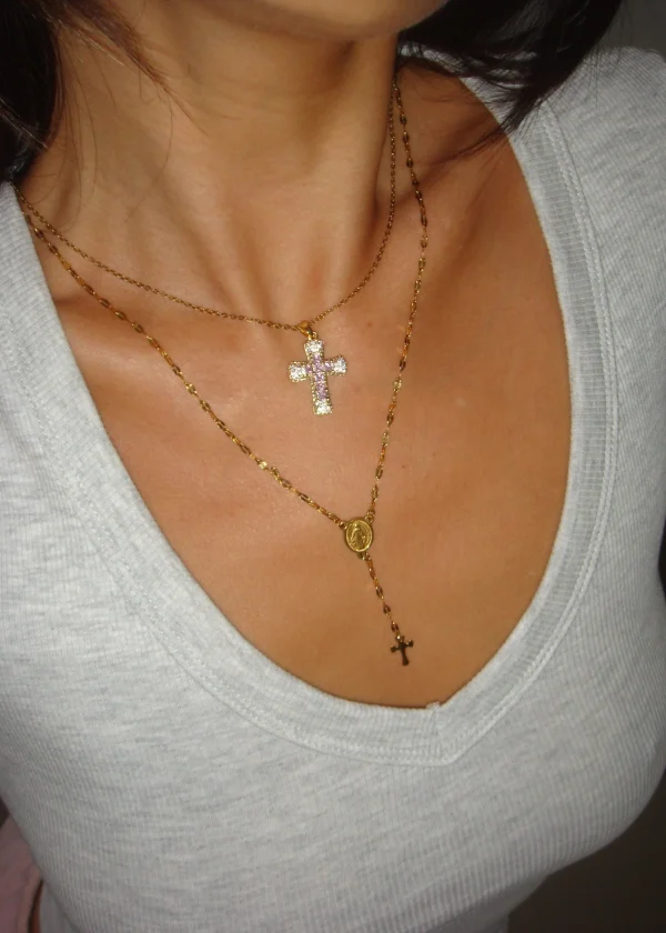 Fabrice Violette Cross Necklace — alternate view