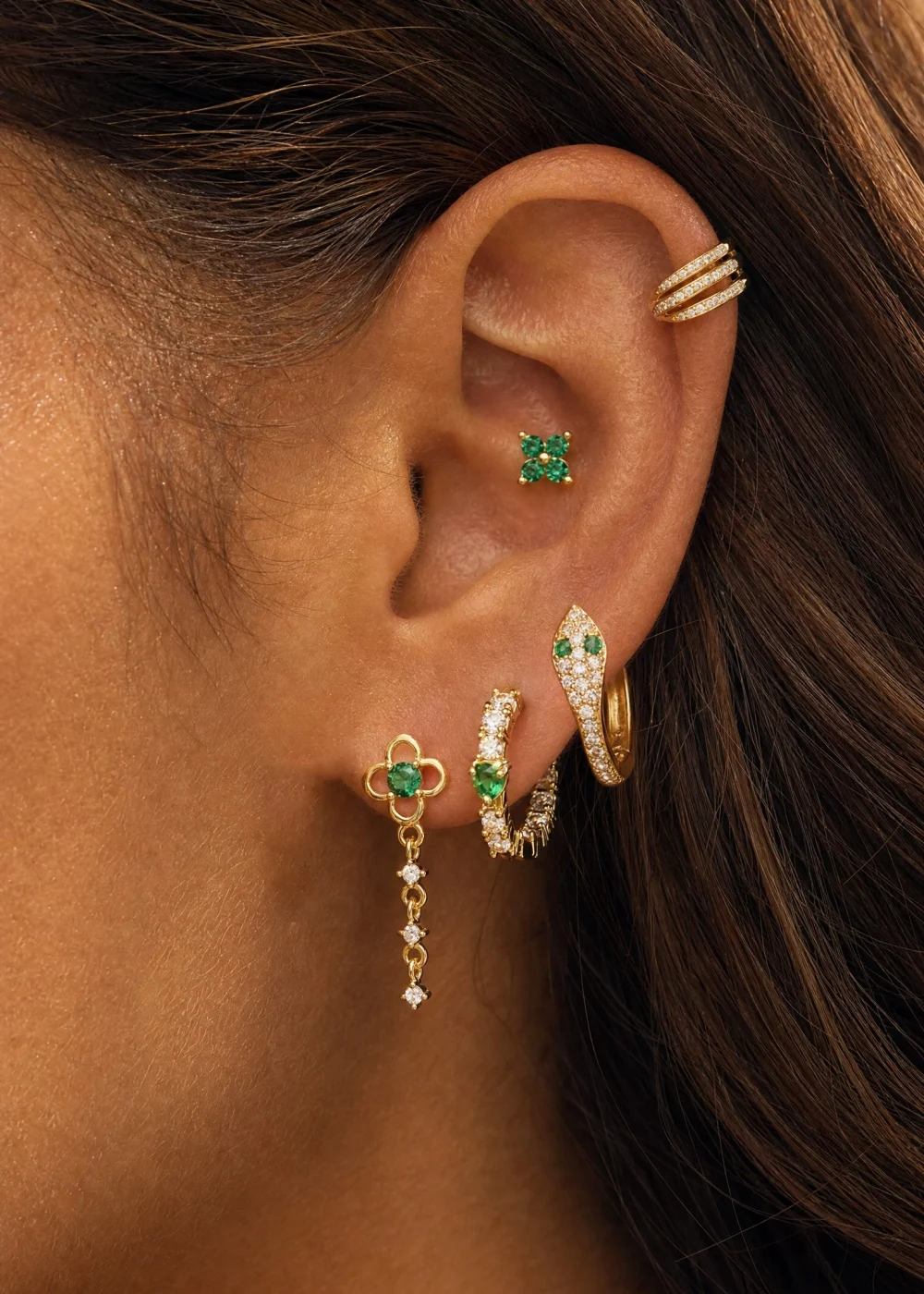 Weiteres Produktfoto 1: Dainty Clover – Kleeblatt-Ohrring-Set