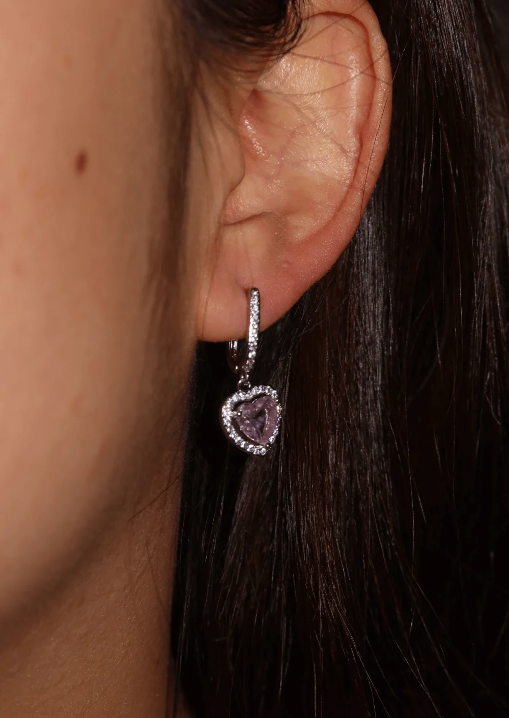 Weiteres Produktfoto 1: Pink Glittering Love – Ohrringe aus Sterlingsilber mit Strass