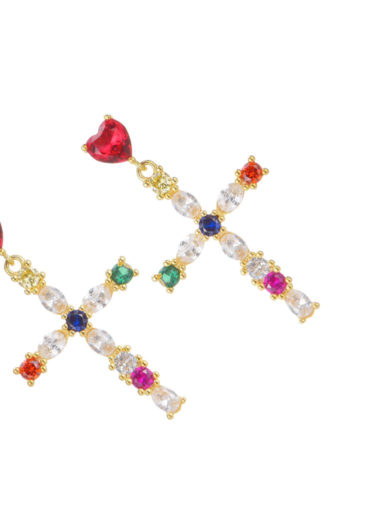 Weiteres Produktfoto 2: Amour Reine Colorful Love – Ohrringe mit buntem Kreuzmotiv