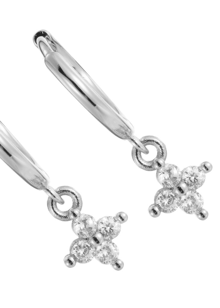 Penelope Glittering Clover – Kleeblatt-Ohrringe mit Zirkonia in Silberoptik – weitere Ansicht
