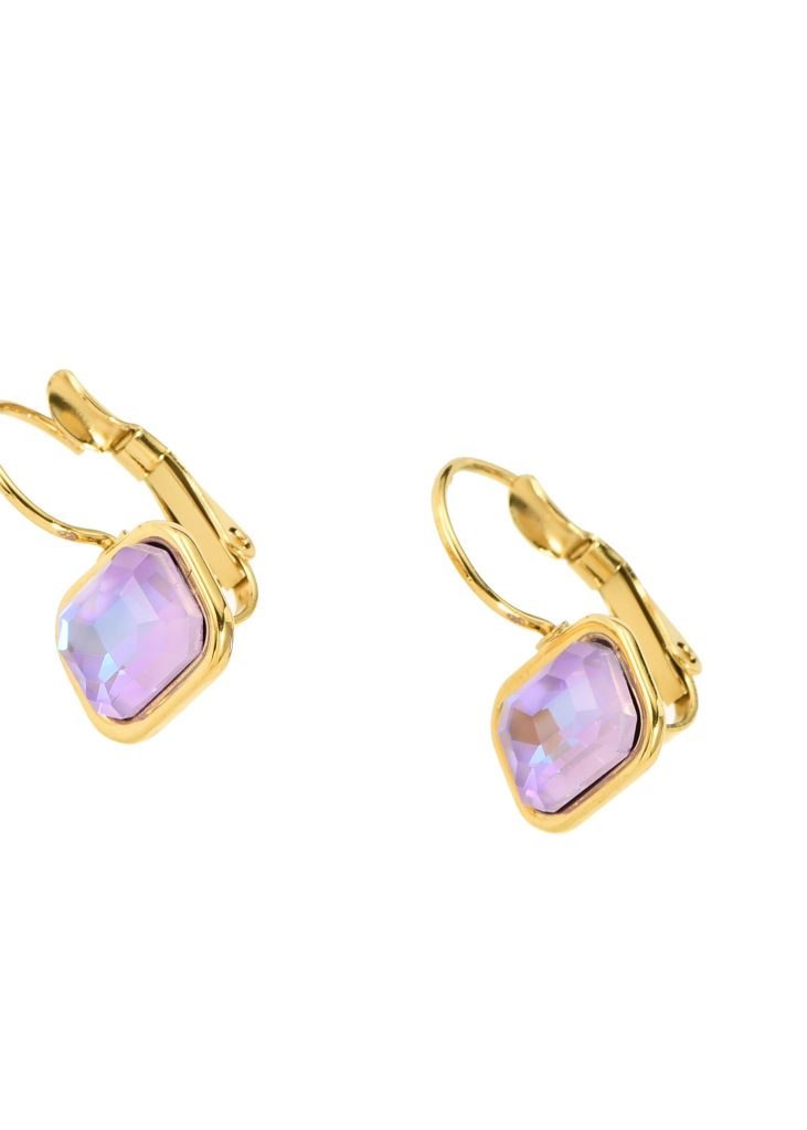 Astra – Ohrringe mit Zirkonia in Violett und Blau – weitere Ansicht