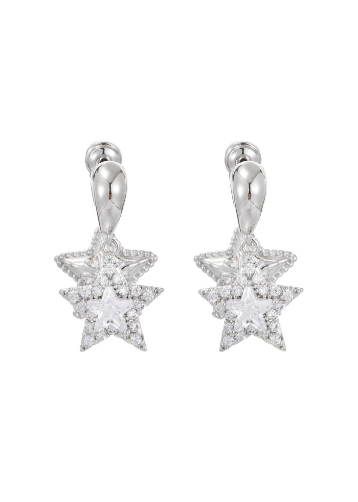 Double Star Earrings - Silver product photo