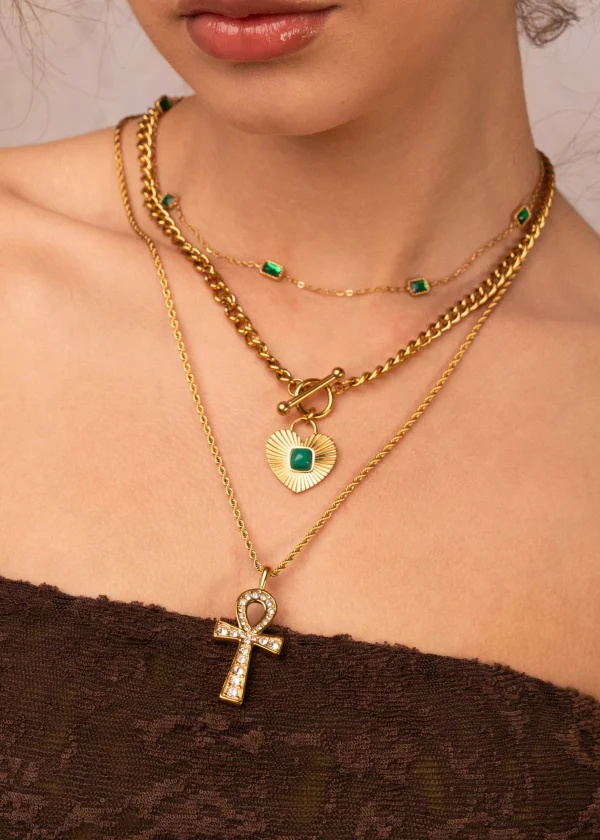Glittering Ankh – Halskette mit Ankh-Symbol in Goldoptik – weitere Ansicht