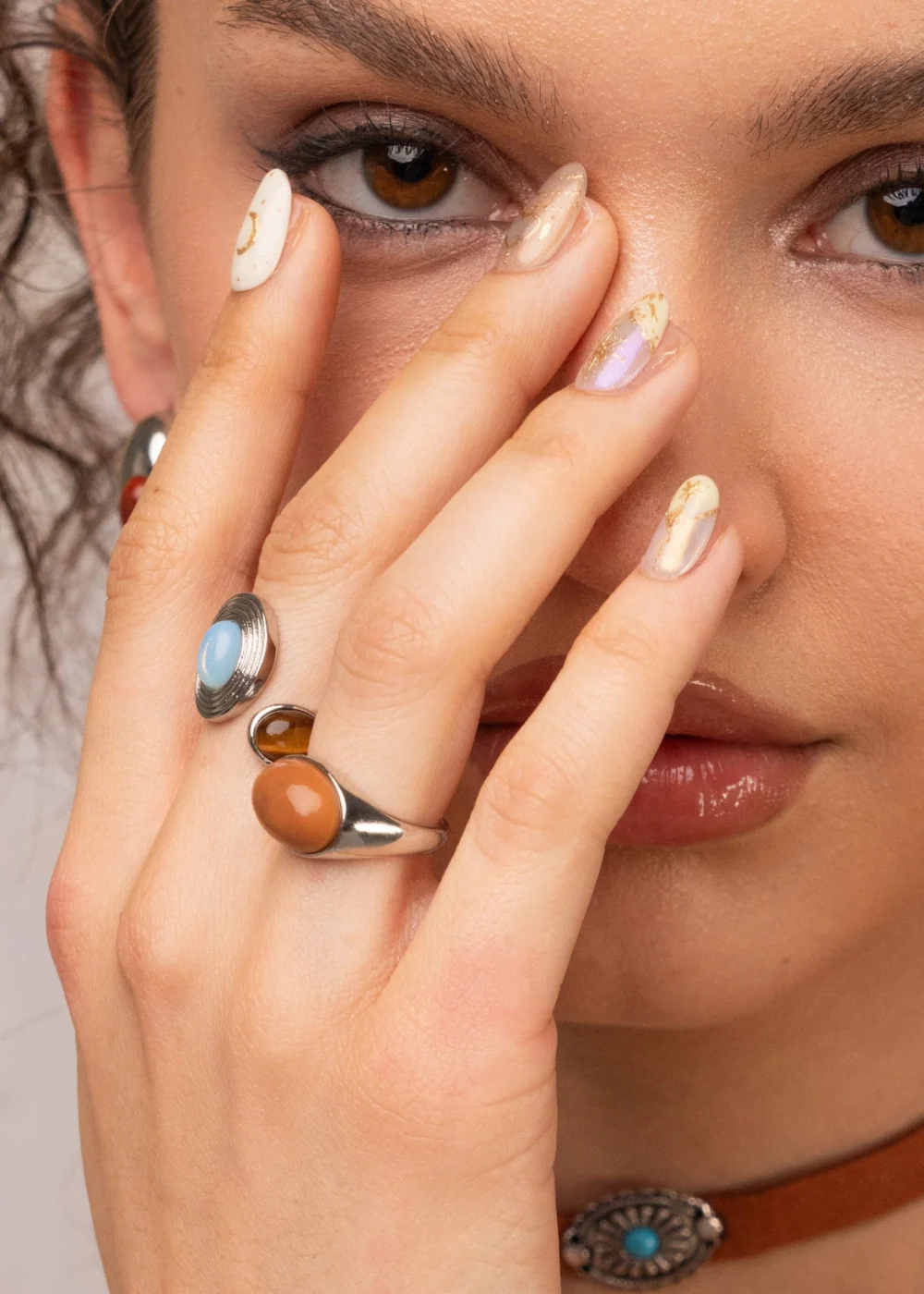 Weiteres Produktfoto 2: Yann Natural Stone – verstellbarer Ring II mit Naturstein