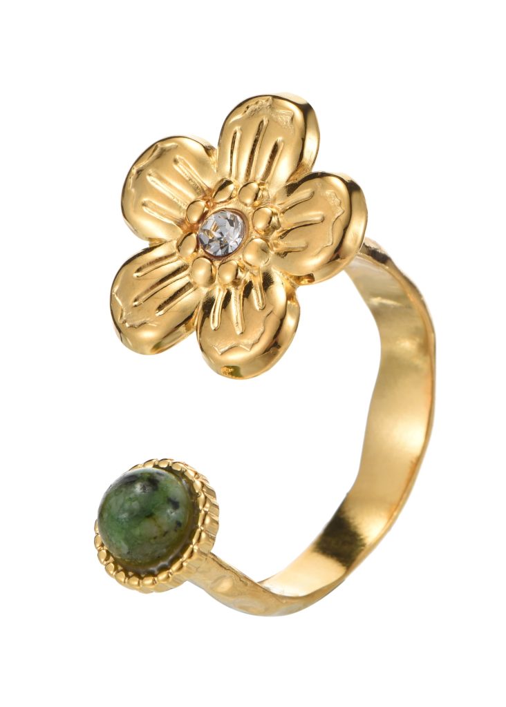 Todd Sakura Green – Ring mit grünem Jade in Goldoptik – weitere Ansicht