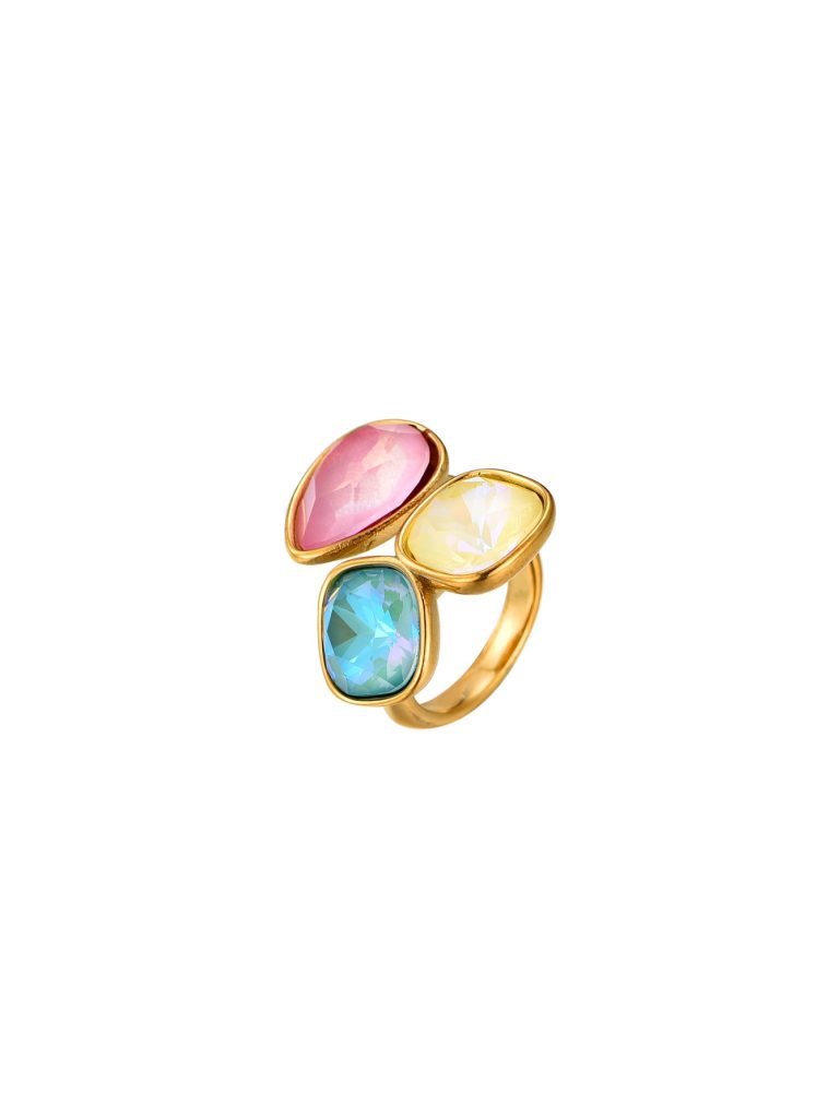 Weiteres Produktfoto 2: Theodora Trio Energy Stones – Ring mit drei Kristallen in Goldoptik