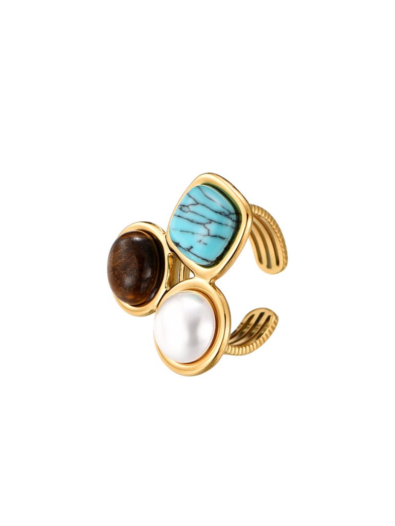 Weiteres Produktfoto 2: Theo Trio Energy Stones – Ring II mit Kristallen in Goldoptik