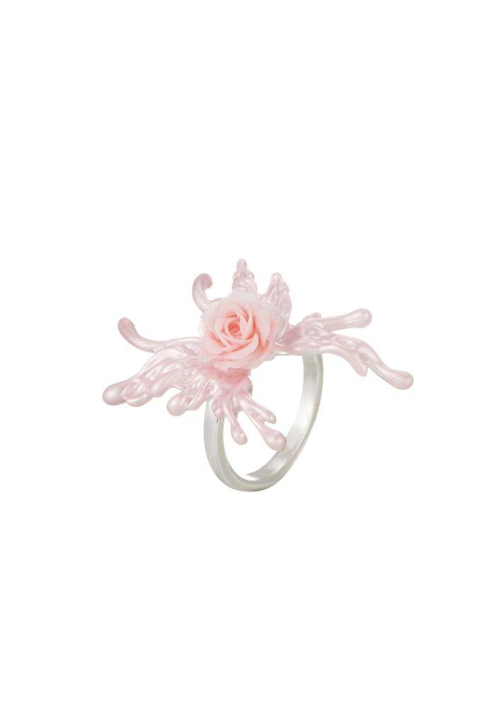 Pink Flower Butterfly – Ring mit Schmetterlings- und Blumenmotiv – weitere Ansicht
