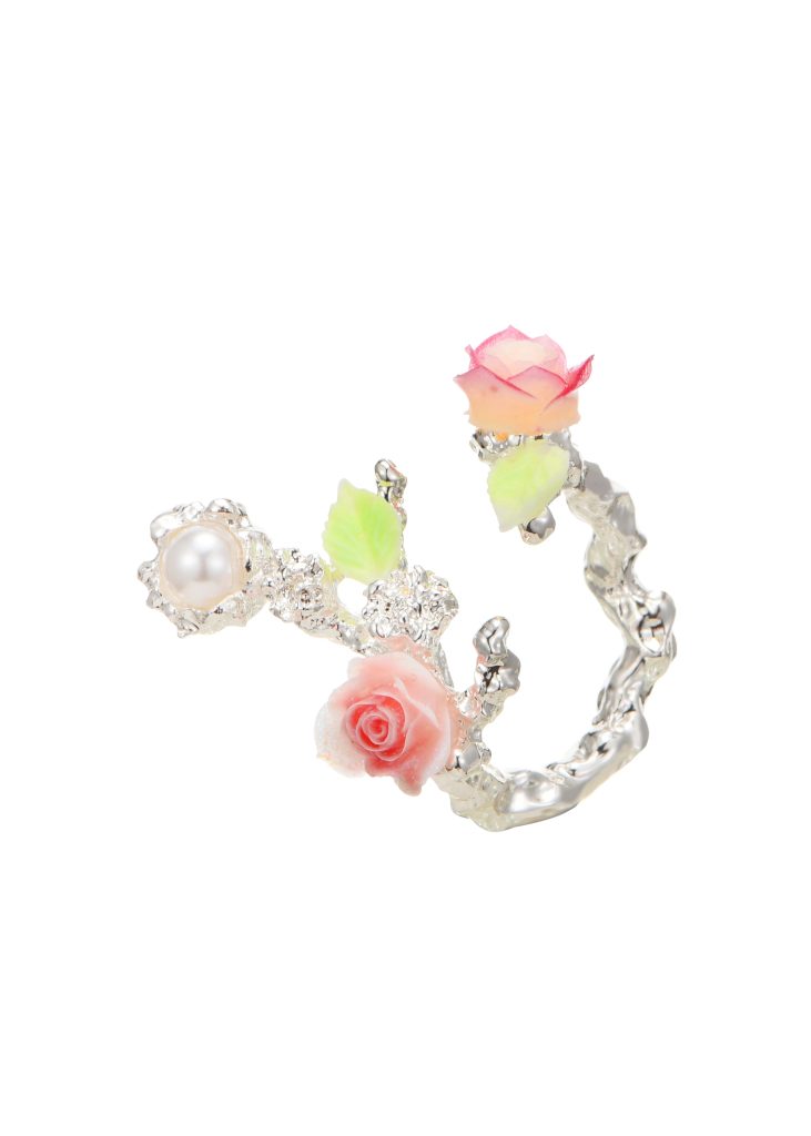 Cate Rose Flower – Ring mit Blumenmotiv in Silberoptik – weitere Ansicht