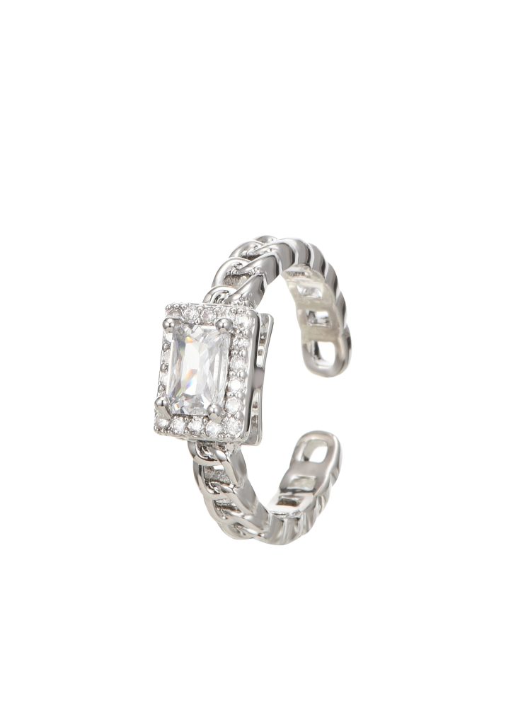 Weiteres Produktfoto 2: Val – Ring mit geometrischem Design in Silberoptik
