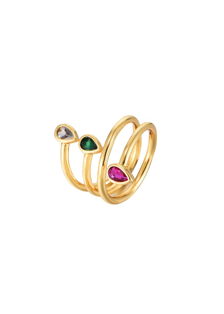Weiteres Produktfoto 2: Jinn Colorful Stones – Ring mit bunten Zirkonia in Goldoptik