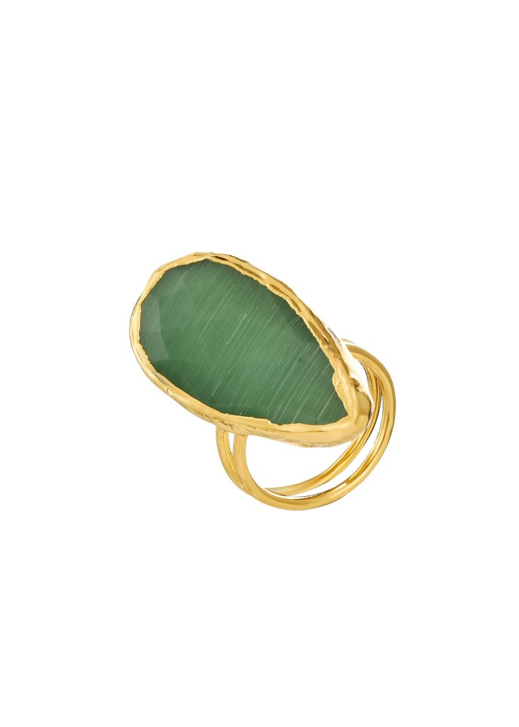Matilda Green – Ring mit grünem Naturstein in Goldoptik – weitere Ansicht